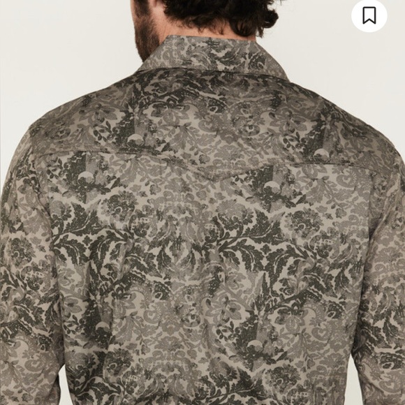 Wrangler Retro Premium Gray Floral Western Pearl Snap Shirt, Size L, NWT - Picture 15 of 16